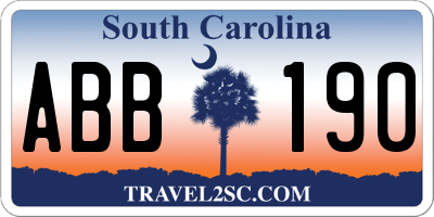 SC license plate ABB190