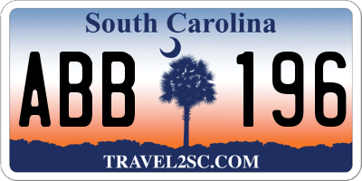 SC license plate ABB196