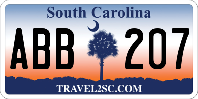 SC license plate ABB207