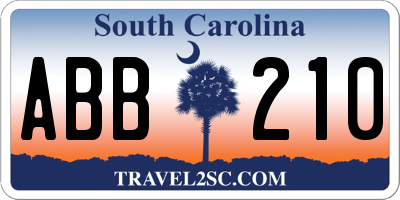 SC license plate ABB210