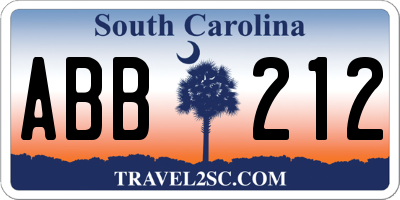 SC license plate ABB212