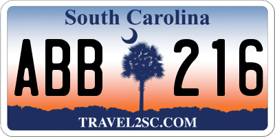 SC license plate ABB216