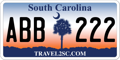 SC license plate ABB222