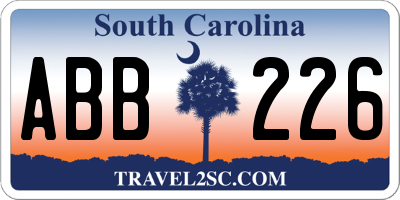 SC license plate ABB226