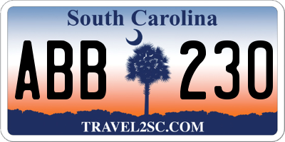 SC license plate ABB230