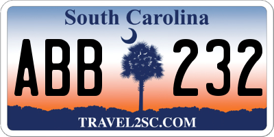 SC license plate ABB232