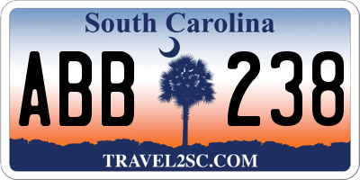 SC license plate ABB238