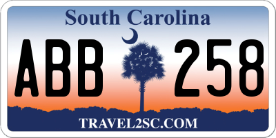 SC license plate ABB258