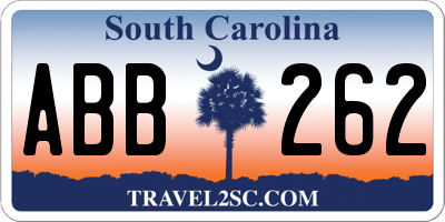 SC license plate ABB262