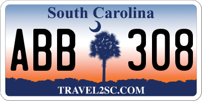 SC license plate ABB308