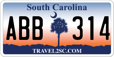SC license plate ABB314