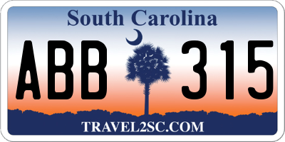 SC license plate ABB315