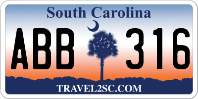 SC license plate ABB316