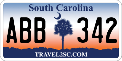 SC license plate ABB342