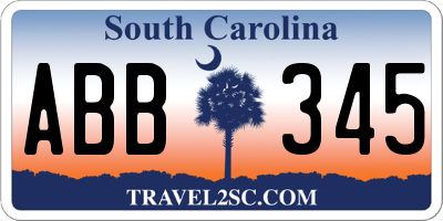 SC license plate ABB345