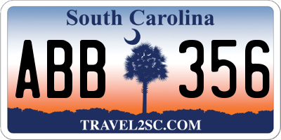 SC license plate ABB356