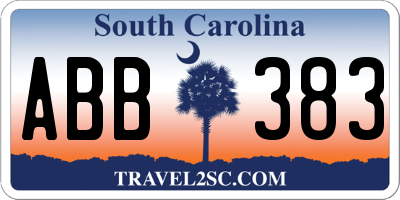 SC license plate ABB383