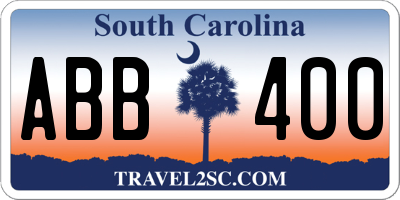 SC license plate ABB400