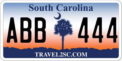 SC license plate ABB444