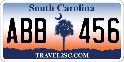 SC license plate ABB456