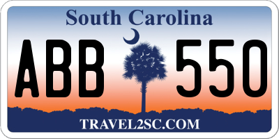 SC license plate ABB550