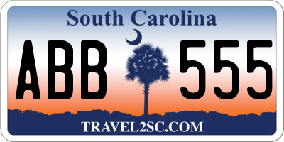 SC license plate ABB555