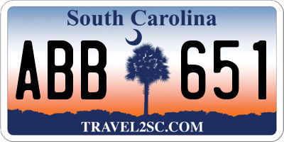 SC license plate ABB651