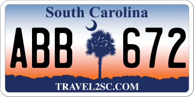 SC license plate ABB672