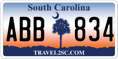 SC license plate ABB834