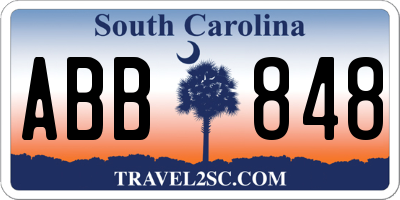 SC license plate ABB848