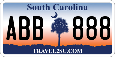 SC license plate ABB888