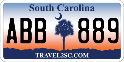 SC license plate ABB889