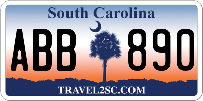 SC license plate ABB890