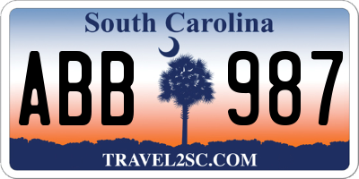 SC license plate ABB987