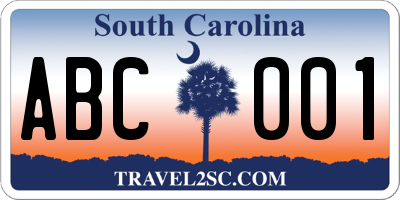 SC license plate ABC001