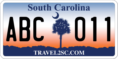 SC license plate ABC011