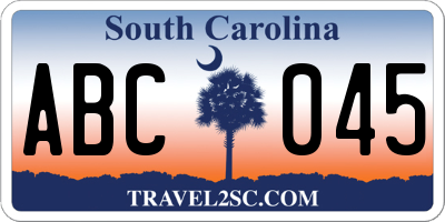 SC license plate ABC045