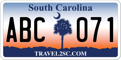 SC license plate ABC071