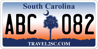 SC license plate ABC082