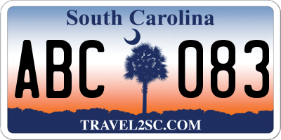 SC license plate ABC083