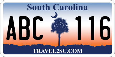 SC license plate ABC116