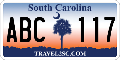 SC license plate ABC117