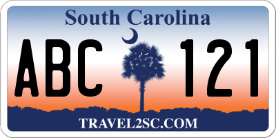 SC license plate ABC121