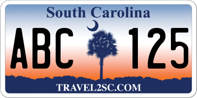 SC license plate ABC125
