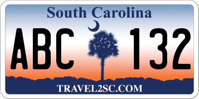 SC license plate ABC132