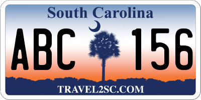 SC license plate ABC156