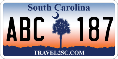 SC license plate ABC187