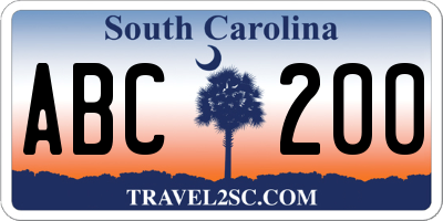 SC license plate ABC200