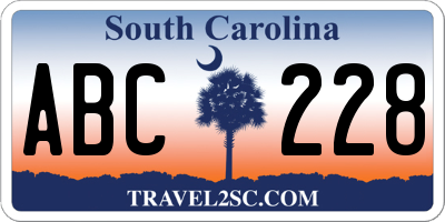 SC license plate ABC228