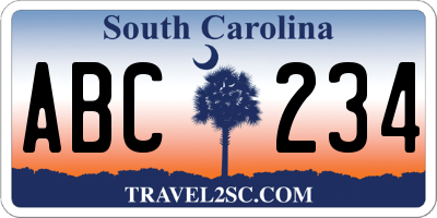 SC license plate ABC234